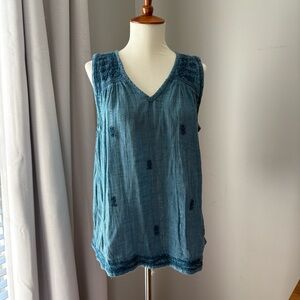 C&C California Blue tank metallic Fabric Made in India
